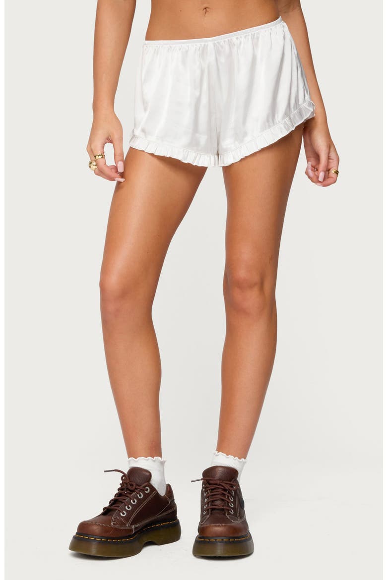 Olesia Ruffle Shorts, Main, color, WHITE
