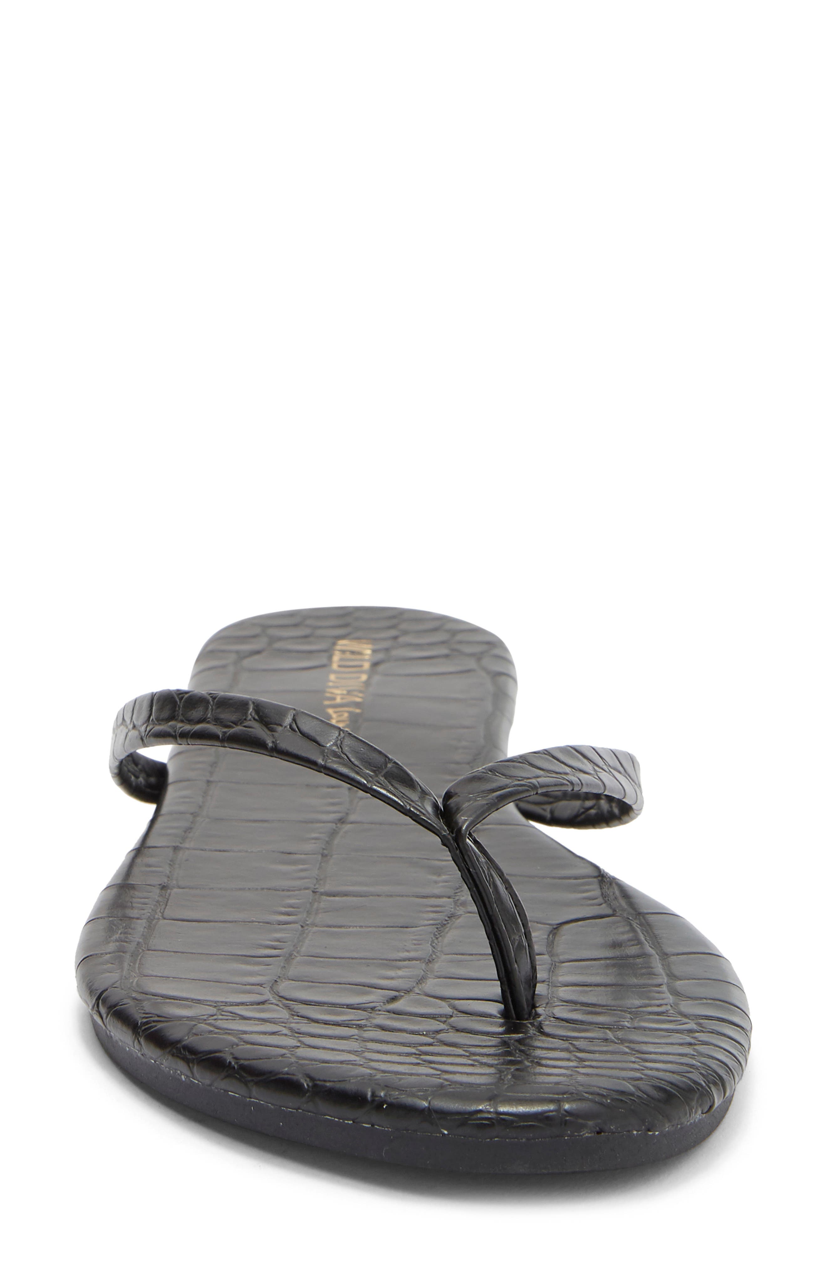 Bellen Faux Leather Croc Embossed Flip Flop, Alternate, color, BLACK CROCO