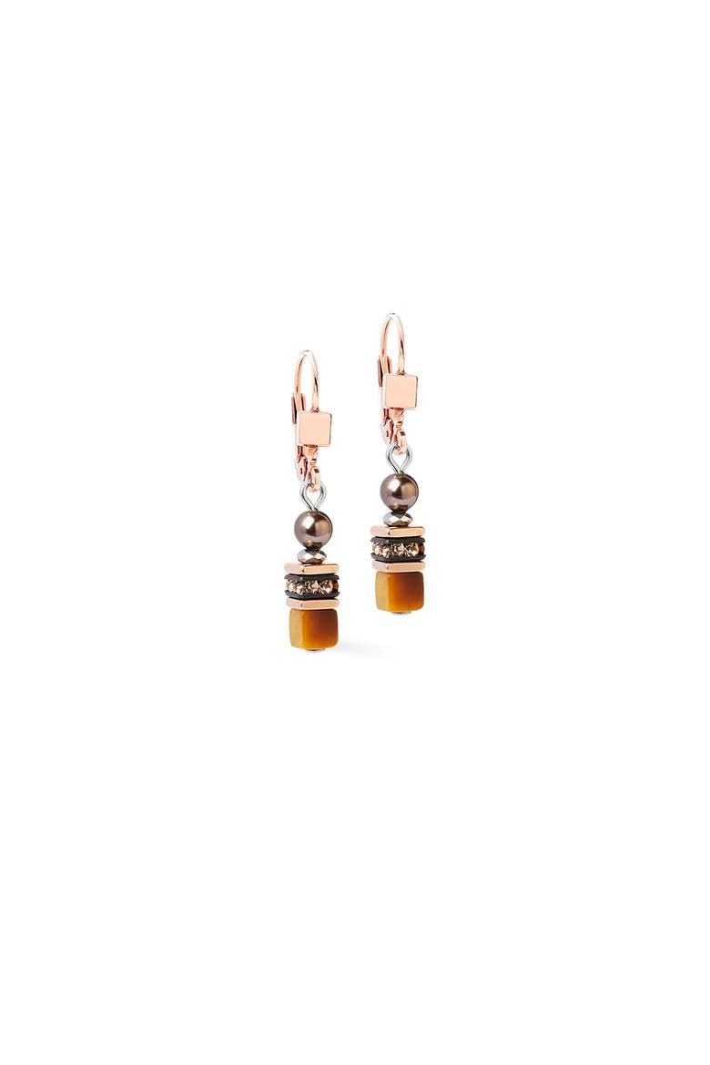 Princess Earth Glow Rose Gold Earrings, Alternate, color, Brown