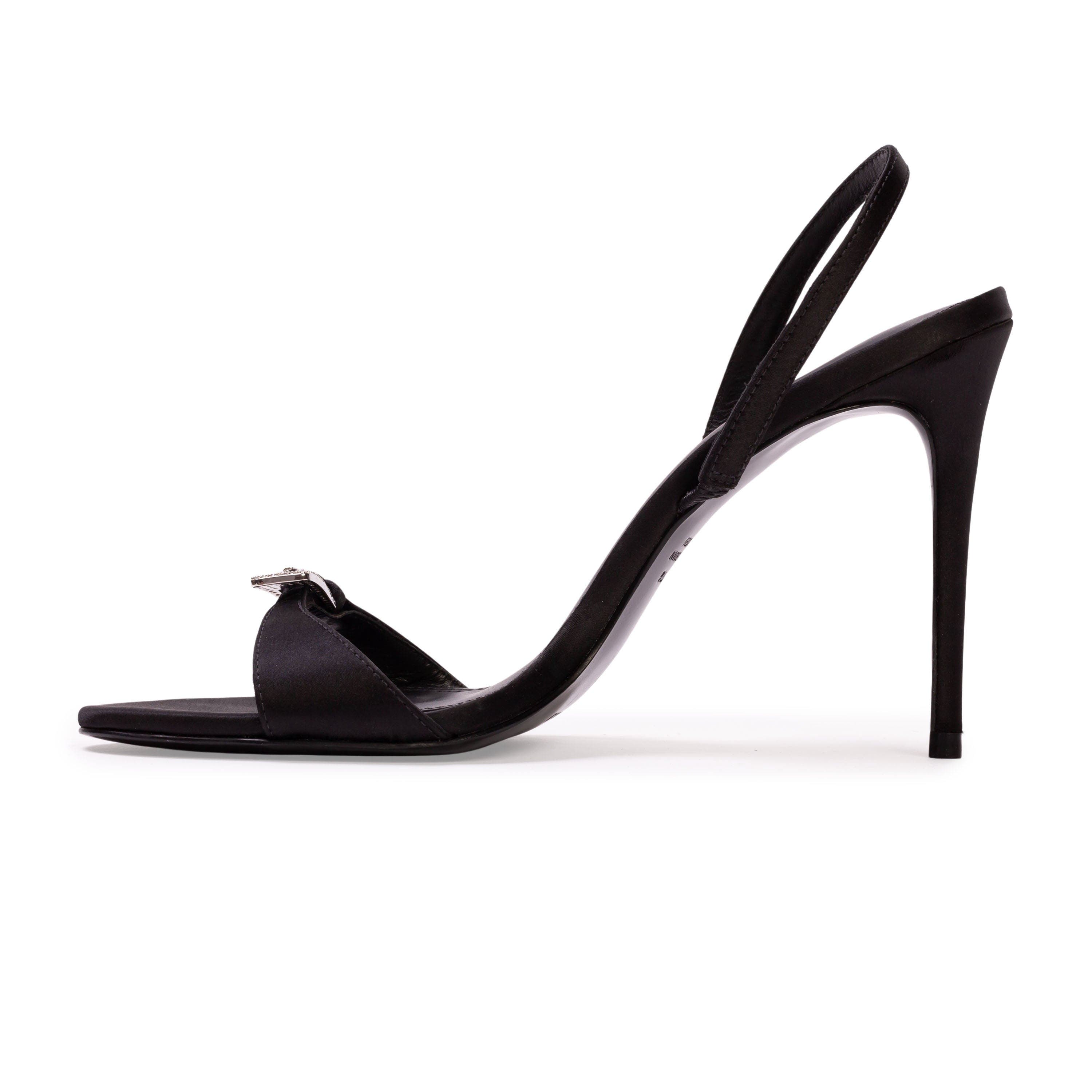 BLACK SUEDE STUDIO Romi 100 Satin Sandal, Alternate, color, Black Satin