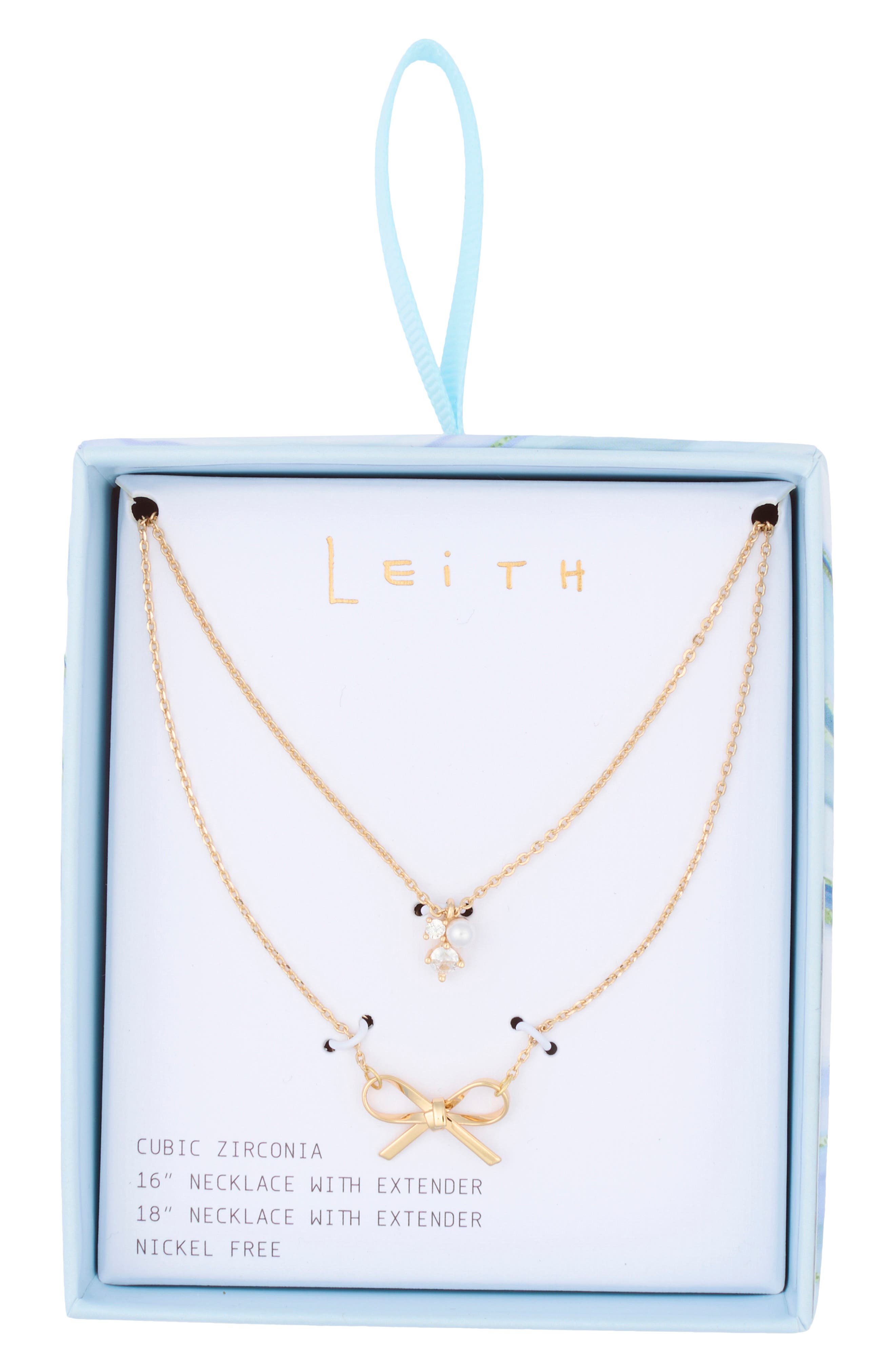 Leith Set of 2 Bow Charm Necklaces