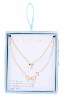 Leith Set of 2 Bow Charm Necklaces