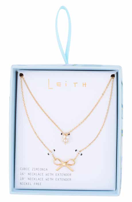 Leith Set of 2 Bow Charm Necklaces