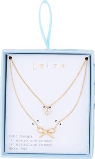 Leith Set of 2 Bow Charm Necklaces