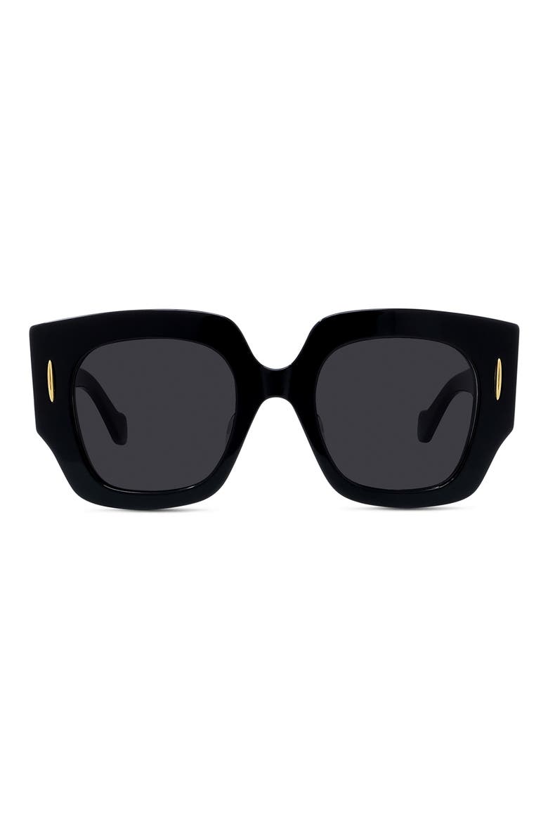 Anagram 50mm Small Geometric Sunglasses, Main, color, SHINY BLACK / SMOKE