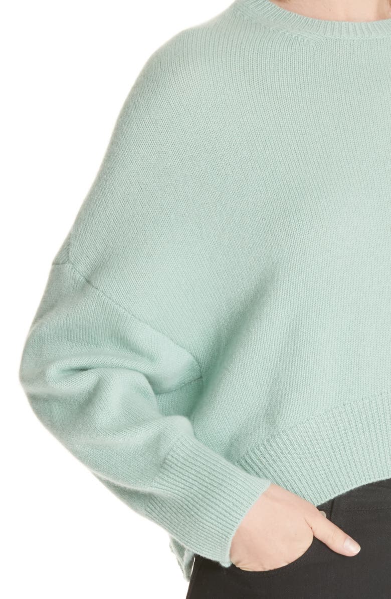 Valentino Curve Hem Crop Cashmere Sweater, Alternate, color, 