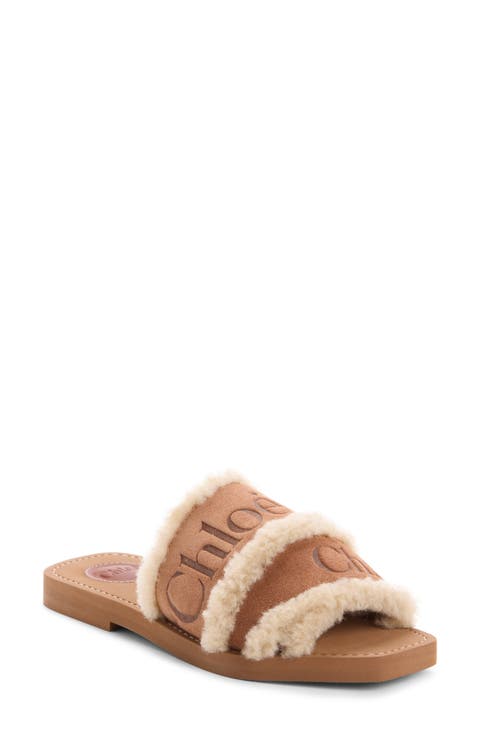 Woody Genuine Shearling Sandal (Women)