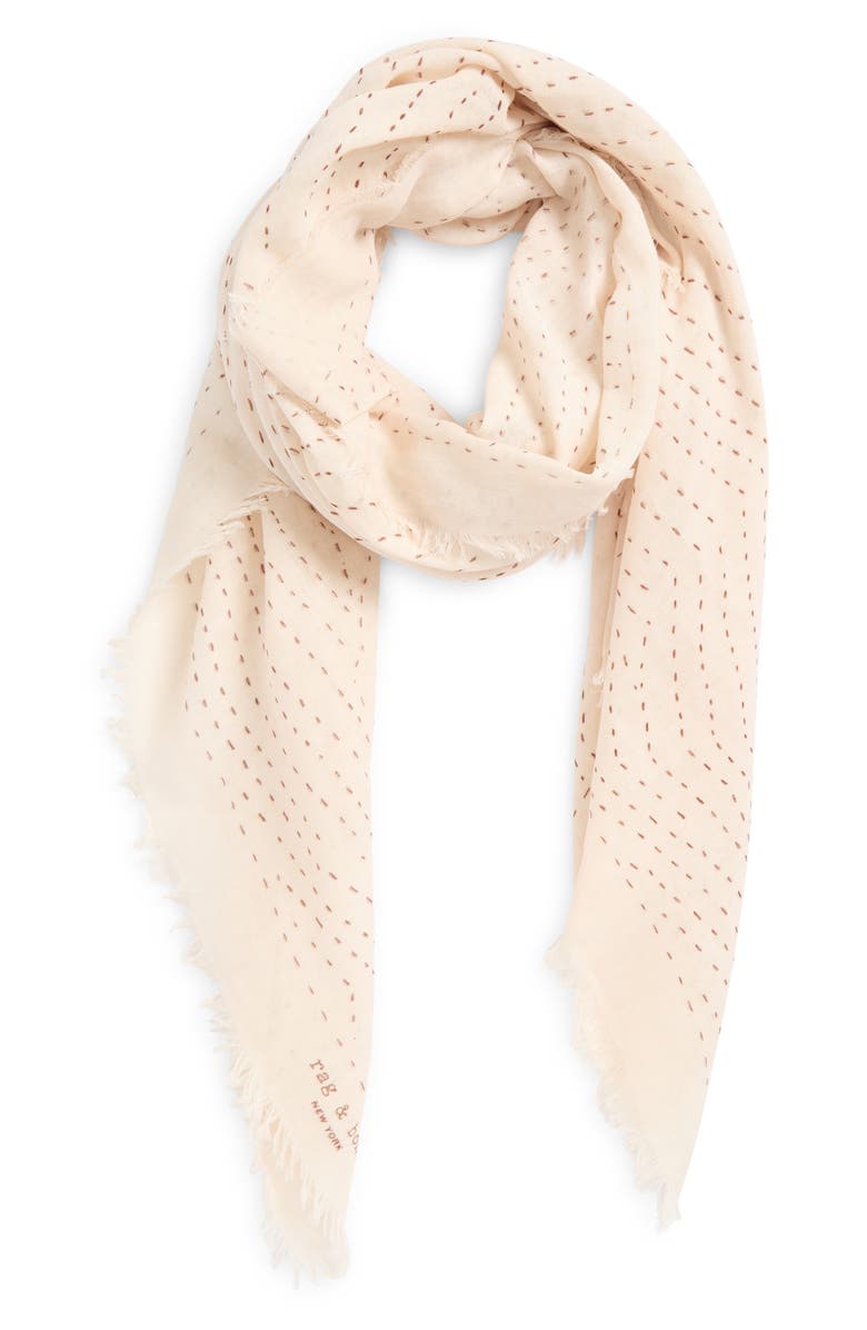 rag & bone Astra Dash Fringe Scarf, Main, color, Beige