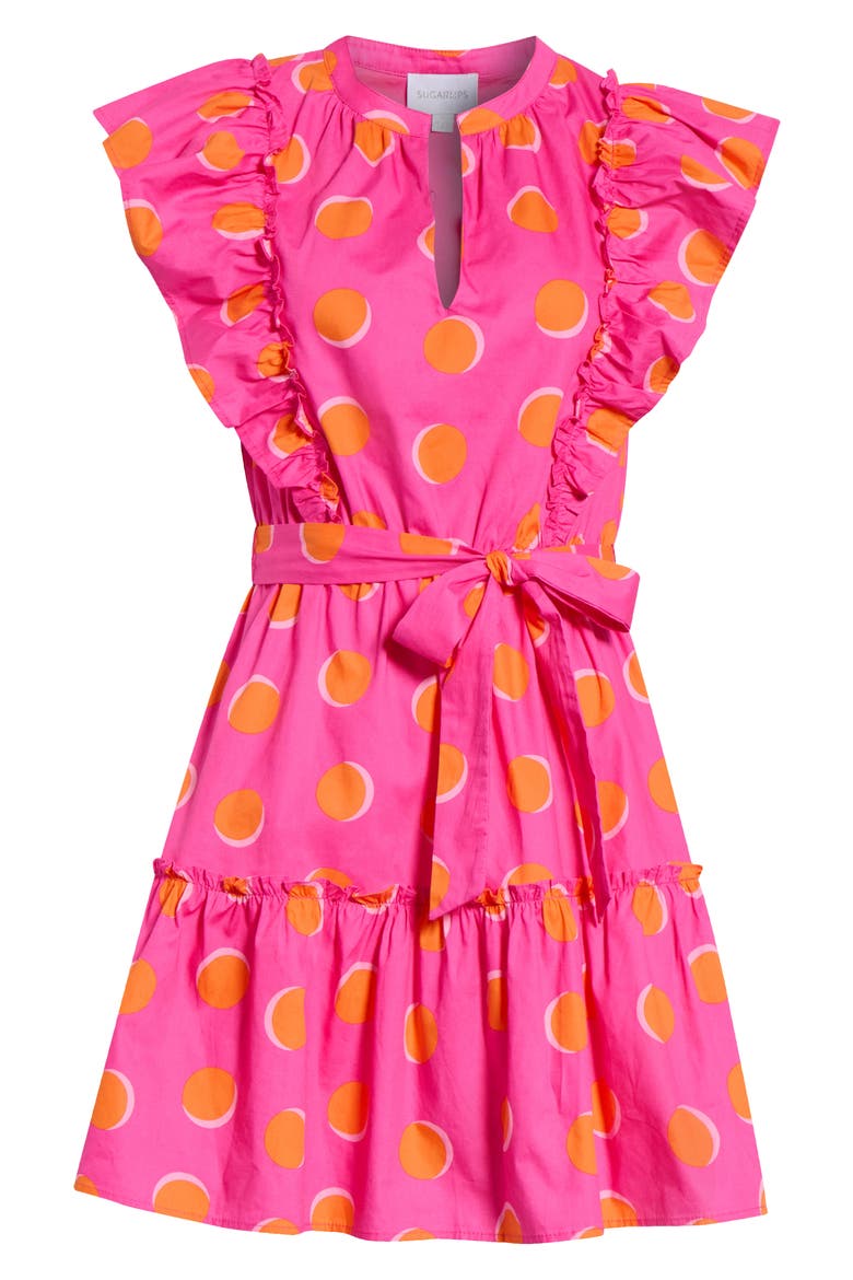 Rosy Polka Dot Ruffle Minidress, Alternate, color, FUCHSIA-ORANGE-DOT