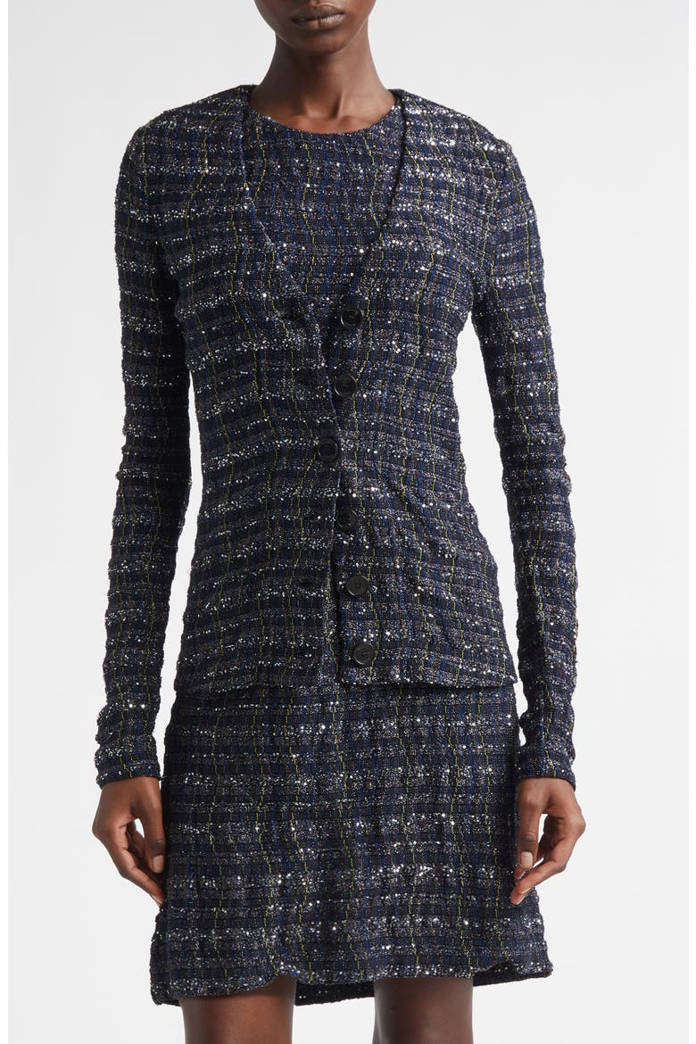 Metallic & Sequin Cardigan, Main, color, BLUE TONES
