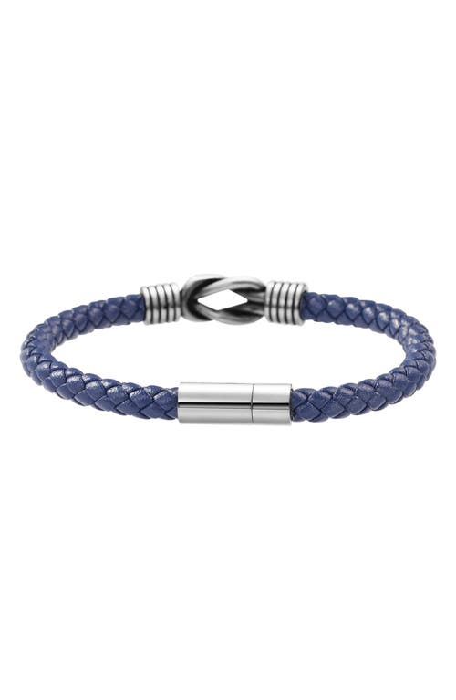Geoffrey Beene Stainless Steel Knot Leather Bracelet