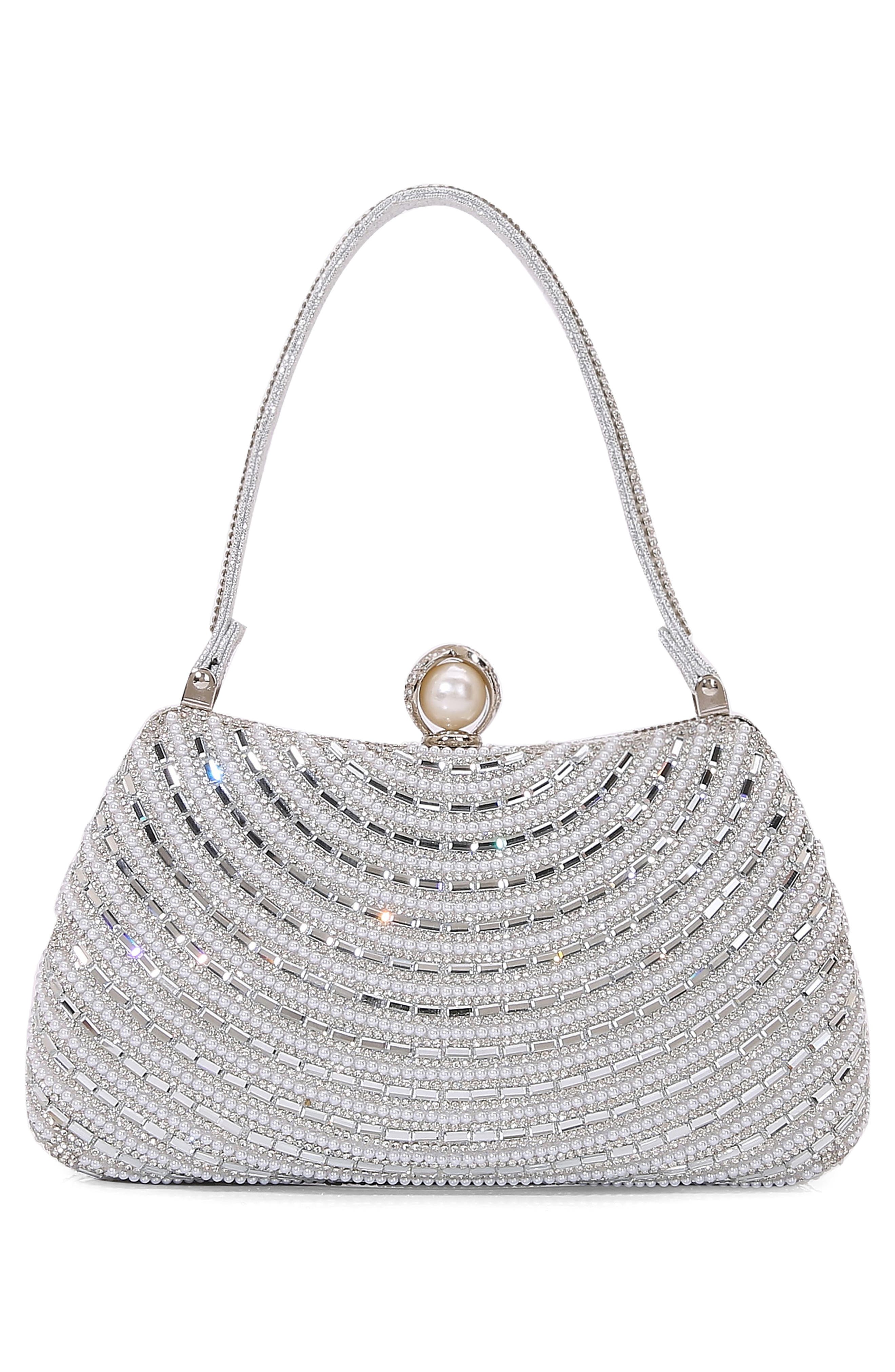BERNESS Circle Rhinestone Design Shoulder Bag, Alternate, color, Silver