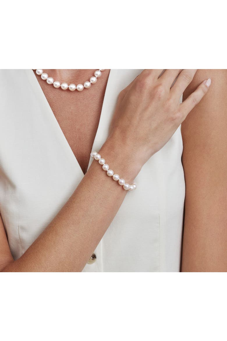 8.0-8.5mm Hanadama Akoya White Pearl Bracelet, Alternate, color, Yellow Gold Clasp