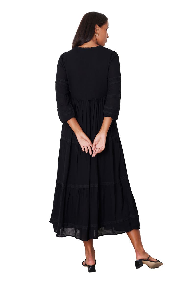 Magnolia Lace Inset Midi Dress, Alternate, color, Black