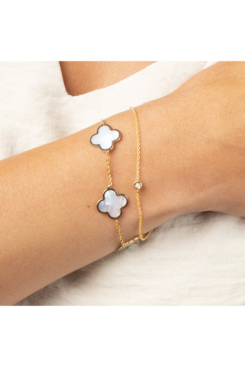 Large Mother of Pearl Clover Bracelet, Alternate, color, Mother of Pearl