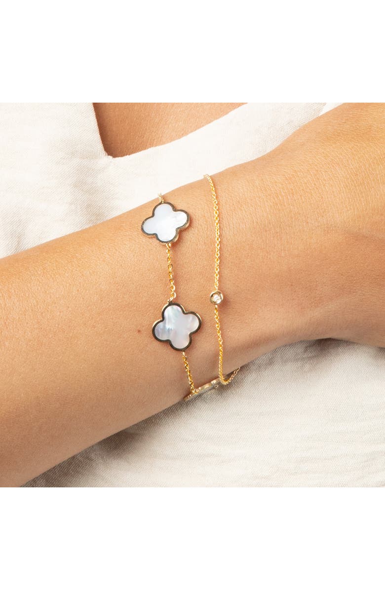 The Lovery Fine Jewelry Large Mother of Pearl Clover Bracelet, Alternate, color, Mother Of Pearl