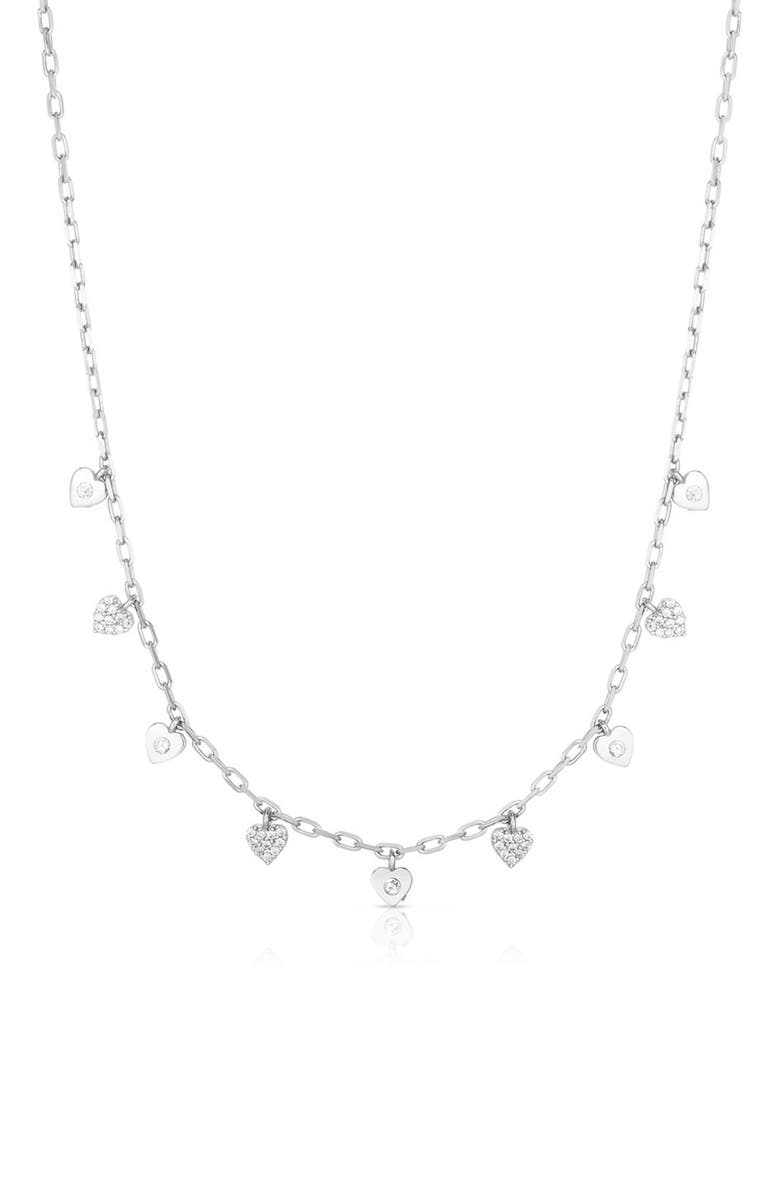 SPHERA MILANO SPHERO MILANO Sterling Silver & CZ Heart Charm Necklace, Main, color,