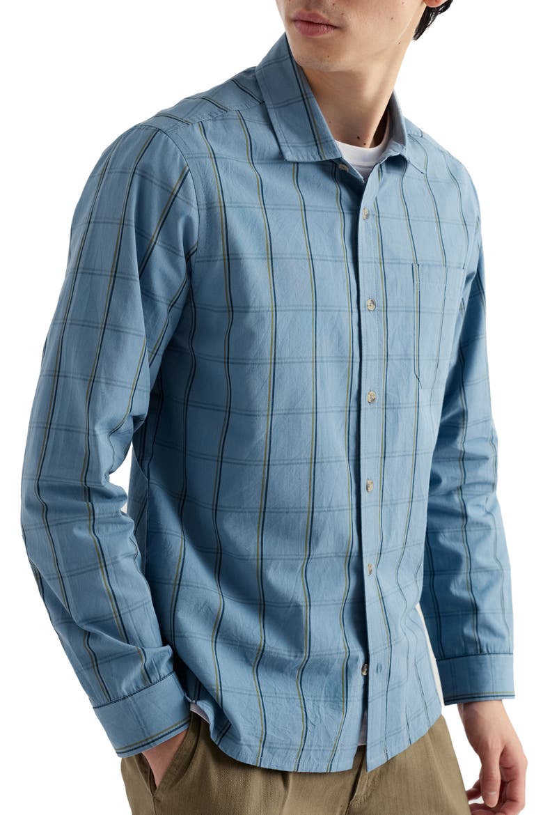 Banyan Windowpane Check Organic Cotton Button-Up Shirt, Main, color, SCRIMSHAW TIDE