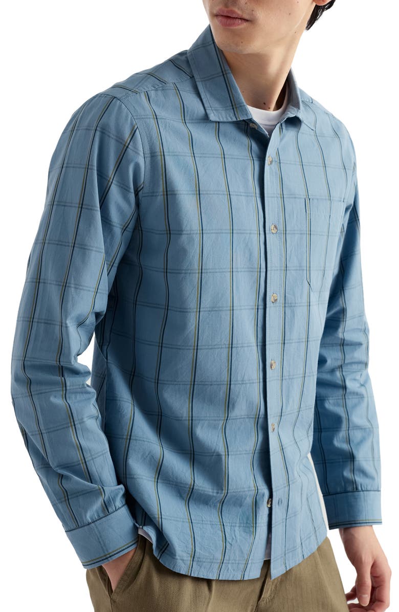 Seasalt Cornwall Banyan Windowpane Check Organic Cotton Button-Up Shirt, Main, color, Scrimshaw Tide