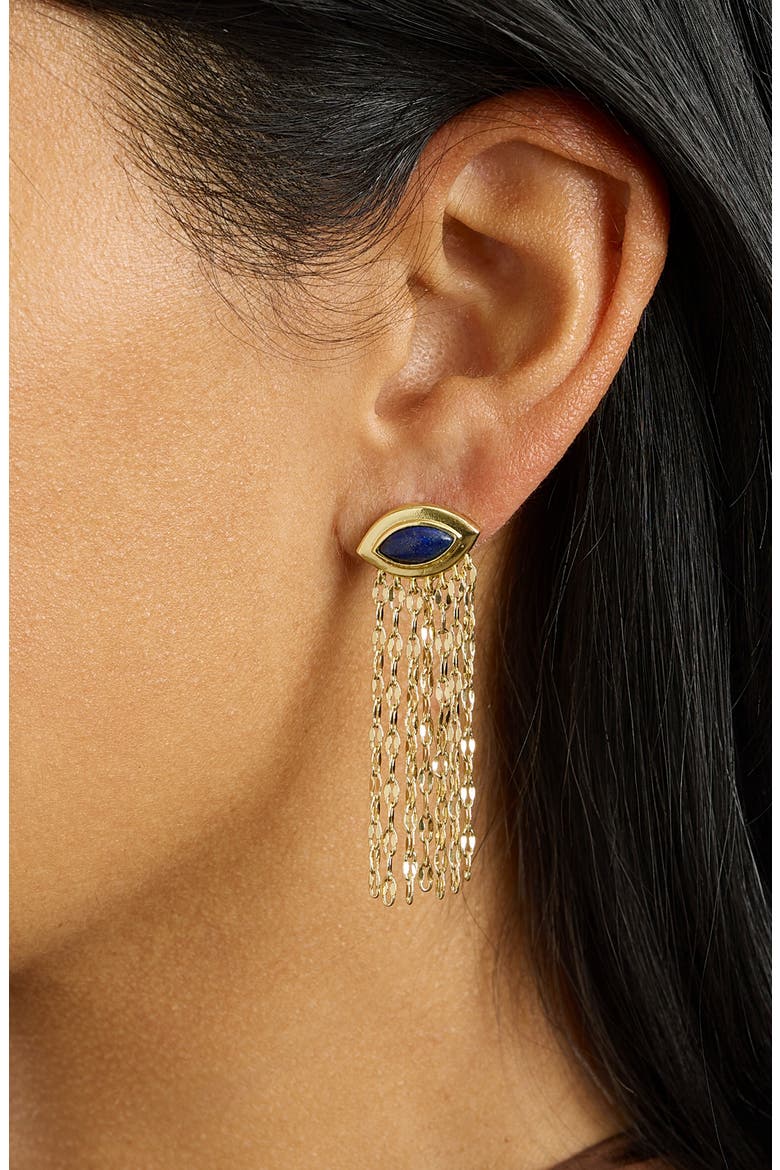 Lapis Lazuli Waterfall Drop Earrings, Alternate, color, GOLD