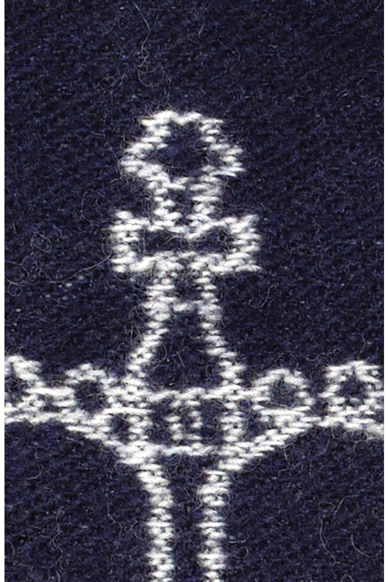 Crest Jacquard Wrap, Alternate, color, Navy/Cream