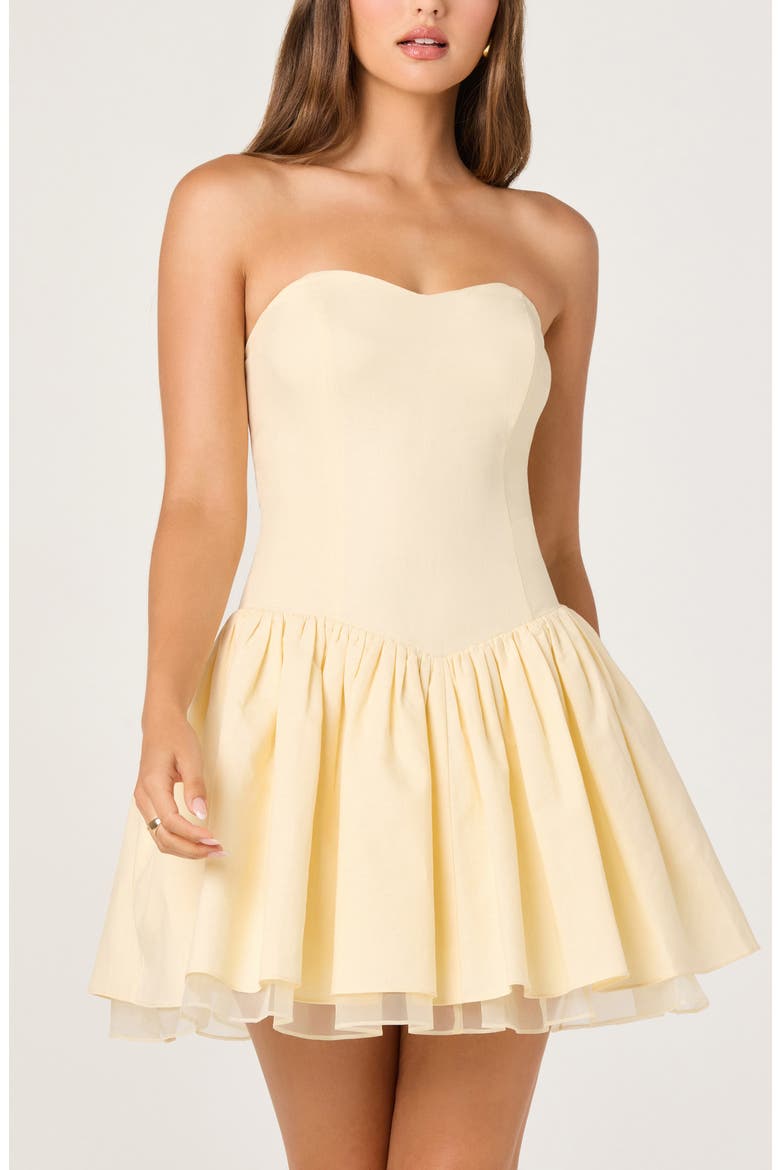 Bijou Strapless Drop Waist Tiered Minidress, Alternate, color, BUTTER YELLOW