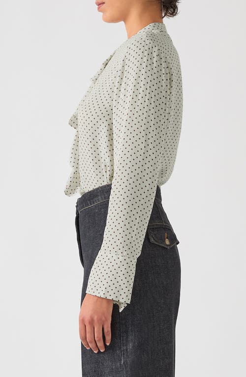 Lk Bennett Cody Ruffle Polka Dot Button-up Shirt In Cream