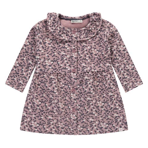 Allover Floral Print Long Sleeve Dress