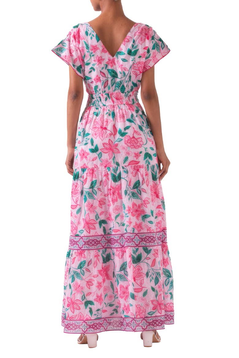 Smocked Floral Cotton Maxi Dress, Alternate, color, PINK FLORAL