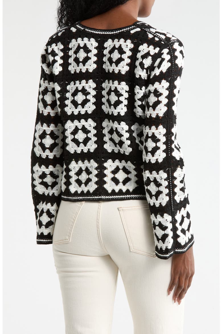 Crochet Sweater Cardigan, Alternate, color, BLACK