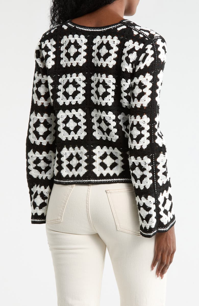 Forgotten Grace Crochet Sweater Cardigan, Alternate, color, Black