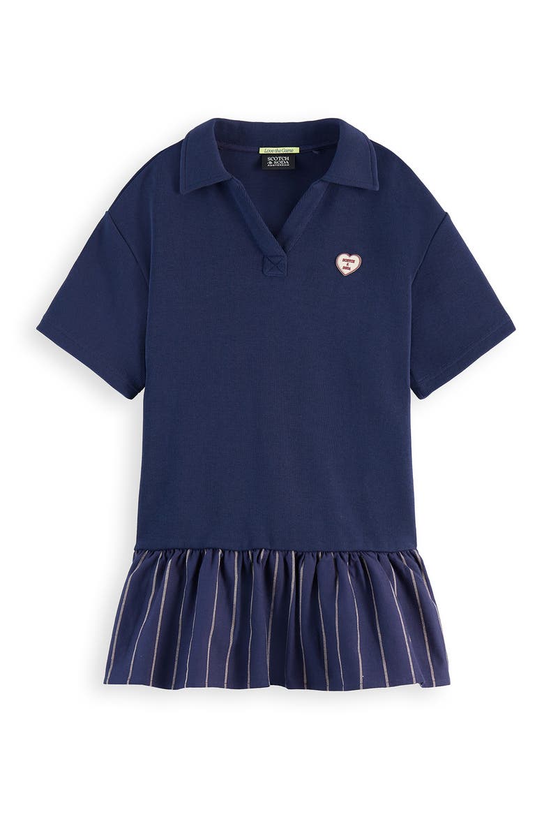 Kids' Mixed Media Polo Sweatshirt Dress, Main, color, NAVY