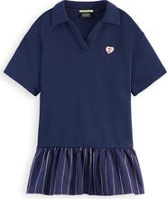 Scotch & Soda Kids' Mixed Media Polo Sweatshirt Dress