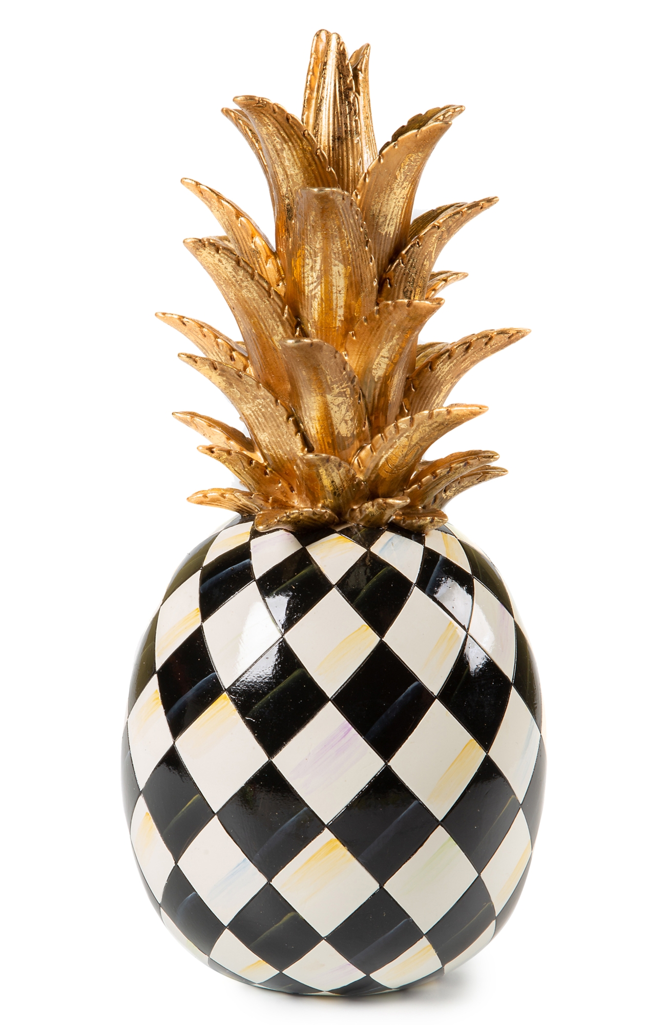 MACKENZIE CHILDS Marquee Pineapple Sculpture - Black/ White