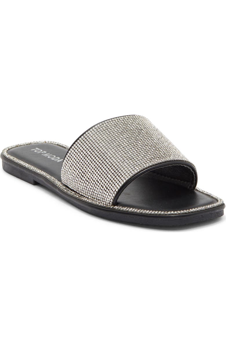 TOP MODA Medusa Slide Sandal, Main, color, Black Pu