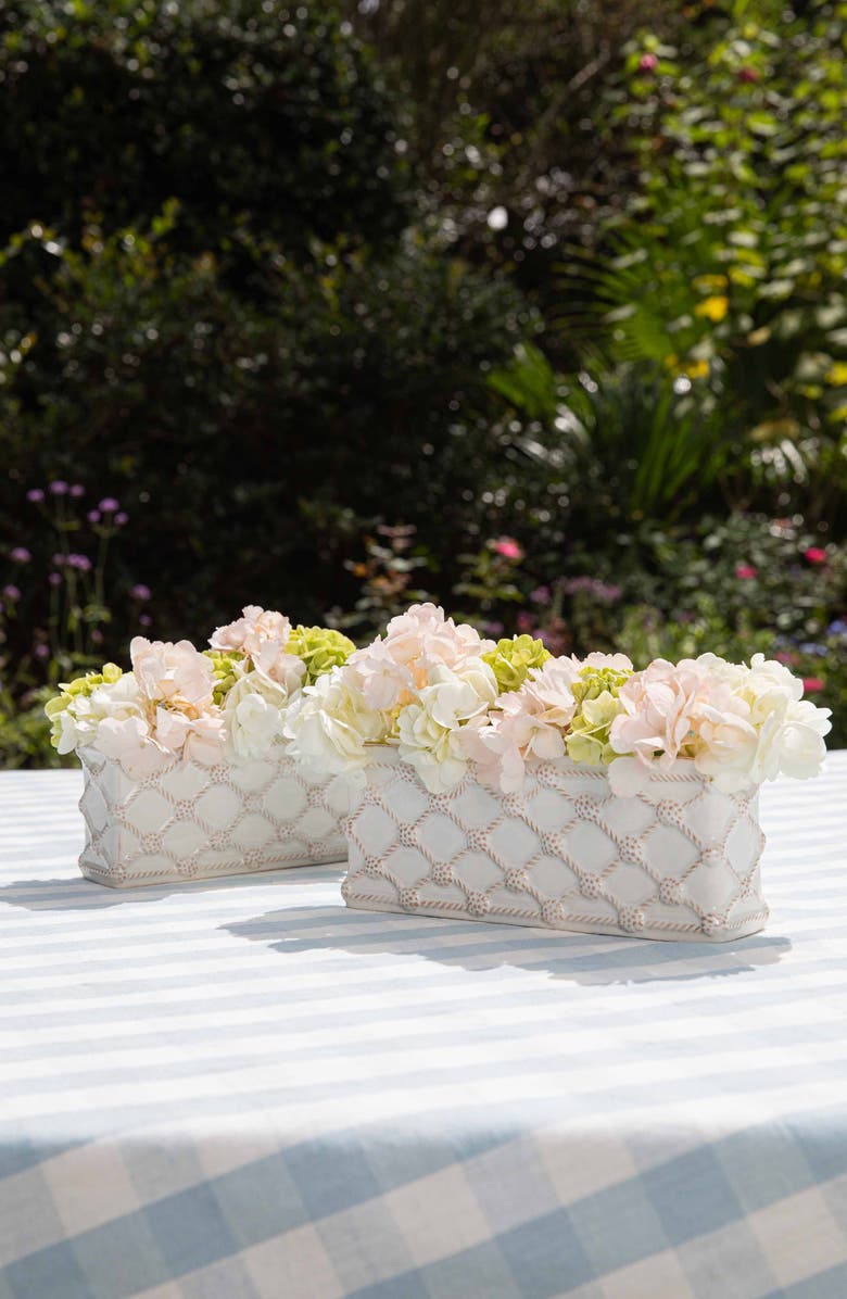 Juliska Set of 2 Berry & Thread Petite Rectangular Parterre, Alternate, color, Whitewash