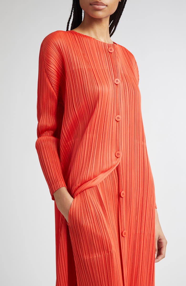 Pleats Please Issey Miyake Monthly Colors February Pleated Cardigan, Alternate, color, Red