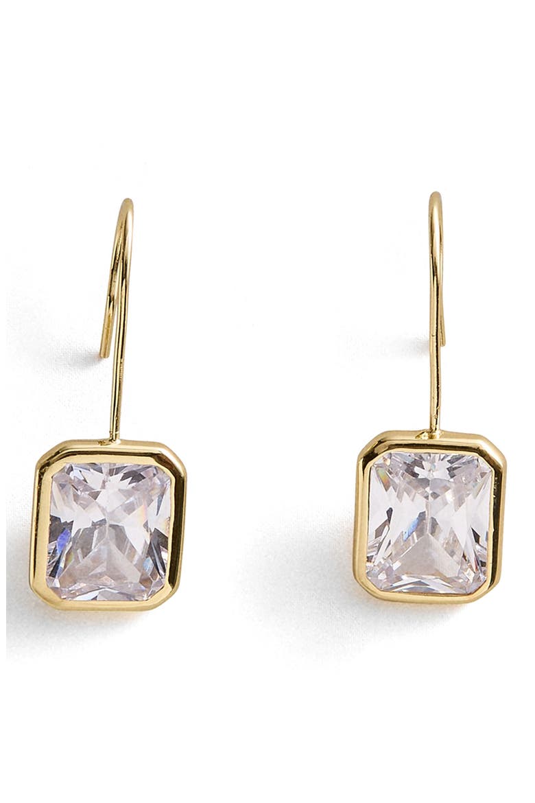 Fallon Bezel Drop Earrings, Main, color, CLEAR