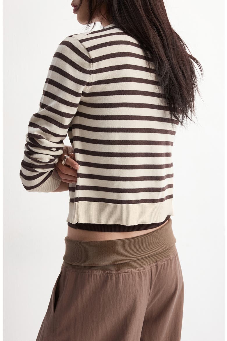 Stripped Knit Cardigan, Alternate, color, CHOCOLATE