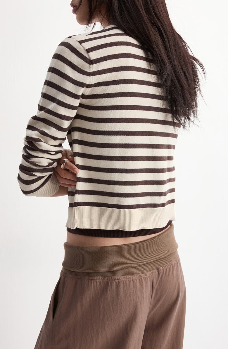 MANGO Stripped Knit Cardigan, Alternate, color, Chocolate