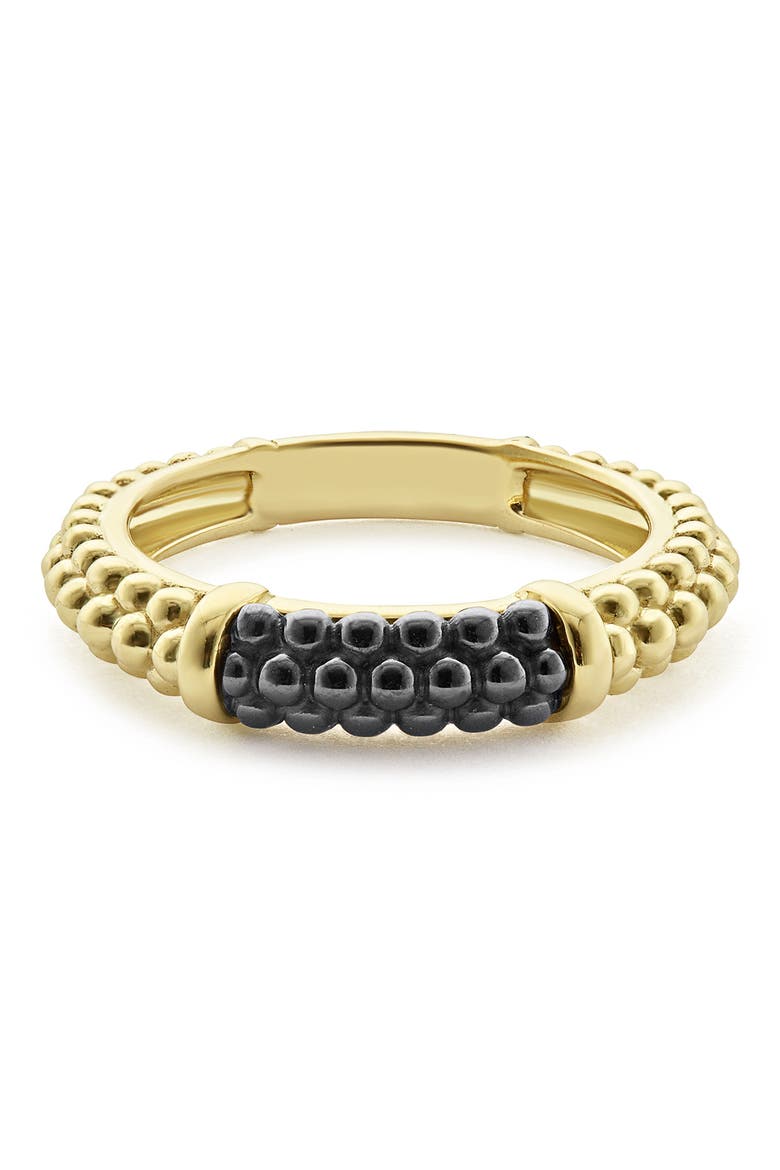 Gold & Black Caviar Stacking Ring, Alternate, color, GOLD