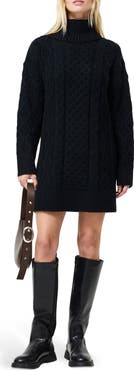 French Connection Makira Long Sleeve Cable Stitch Sweater Dress