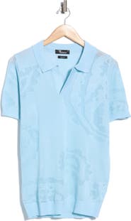 T.R. PREMIUM Jacquard Open Collar Short Sleeve Sweater Polo