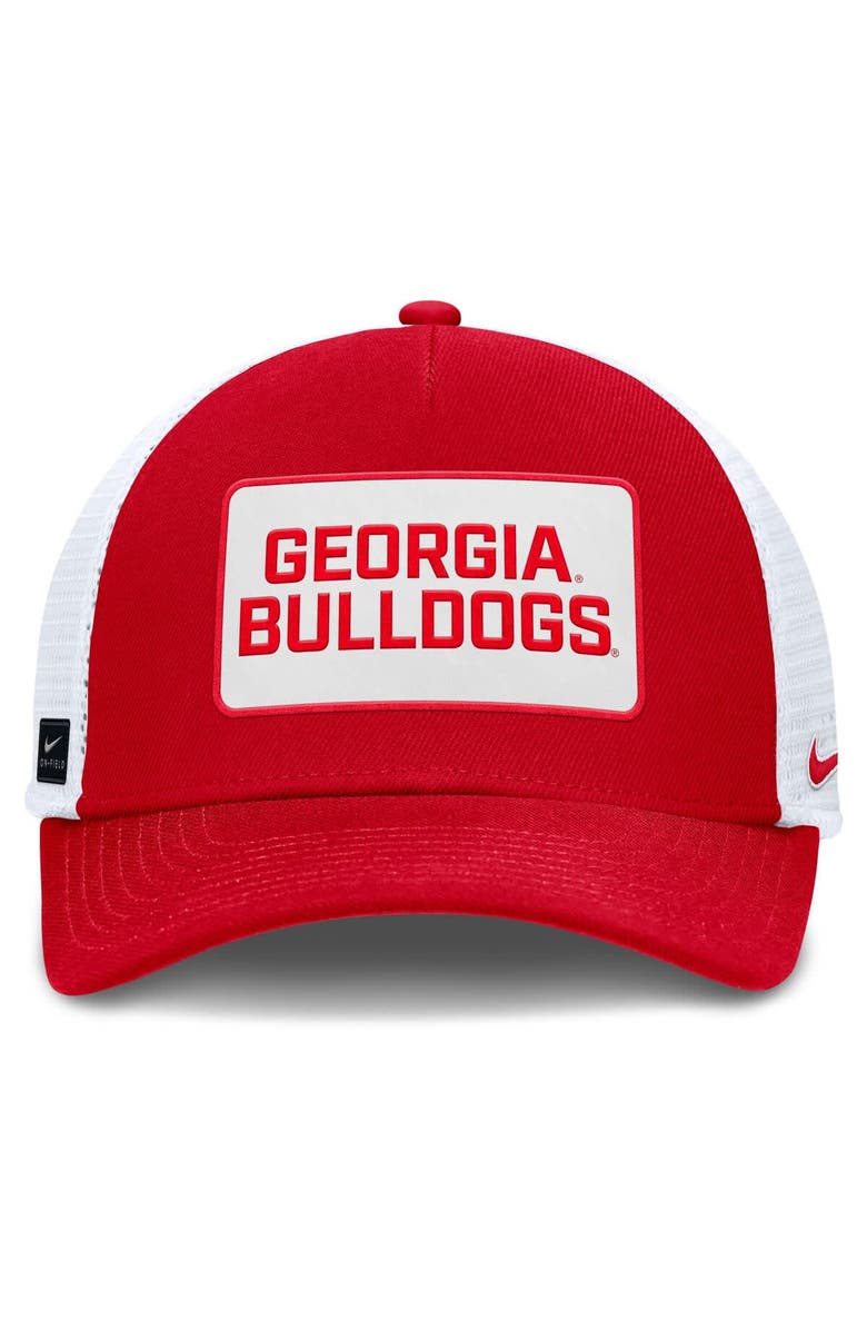 Nike Men's Nike Red/White Georgia Bulldogs 2025 On-Field Rise Patch Trucker Adjustable Hat, Alternate, color, 