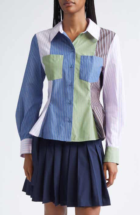 Stine Goya Stripe Peplum Organic Cotton Shirt