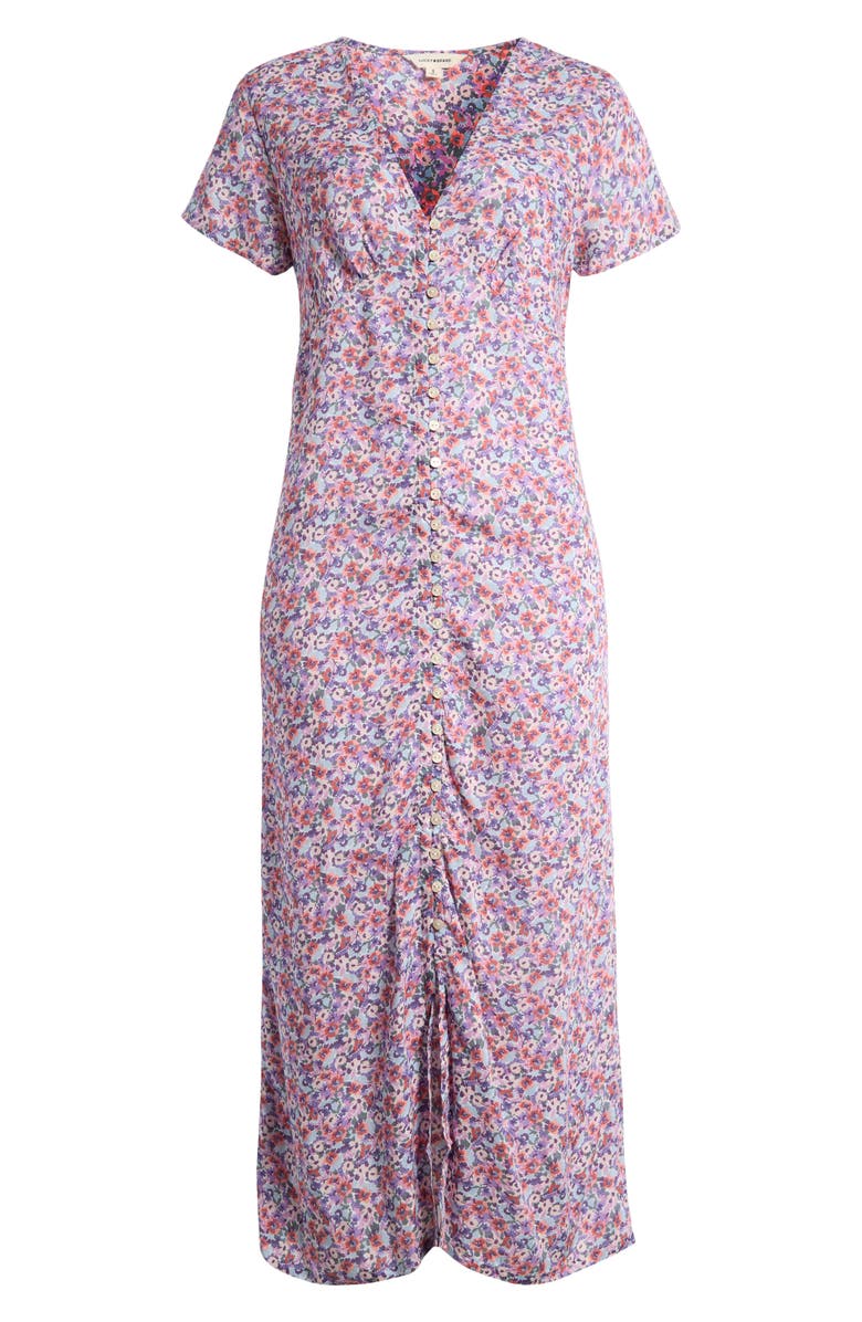 Lucky Brand Print Button Front Midi Dress, Alternate, color,