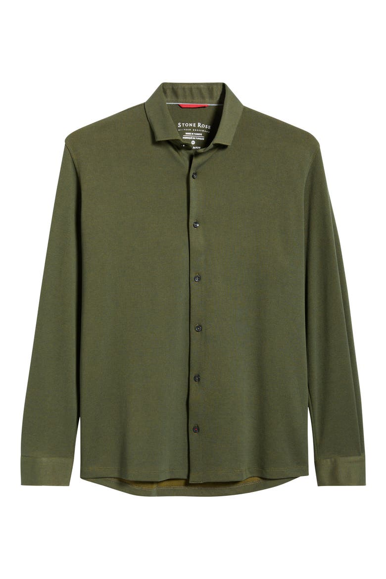 Two Tone DryTouch® Performance Button-Up Shirt, Alternate, color, OLIVE