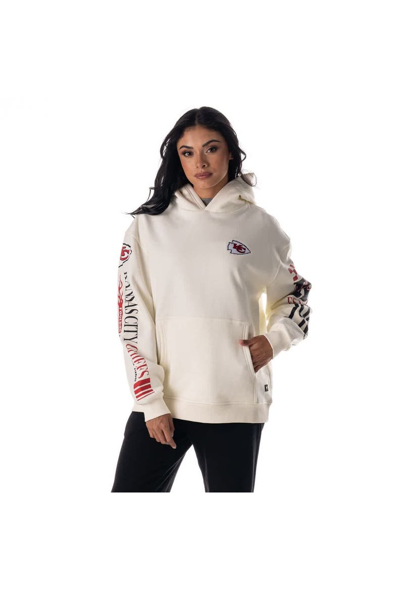 Unisex The Wild Collective  Cream Kansas City Chiefs Stacked Graphic Sleeve Fleece Hoodie, Main, color, Cream