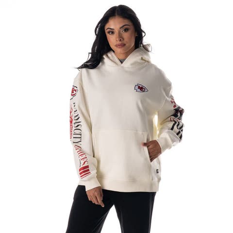 Unisex The Wild Collective  Cream Kansas City Chiefs Stacked Graphic Sleeve Fleece Hoodie