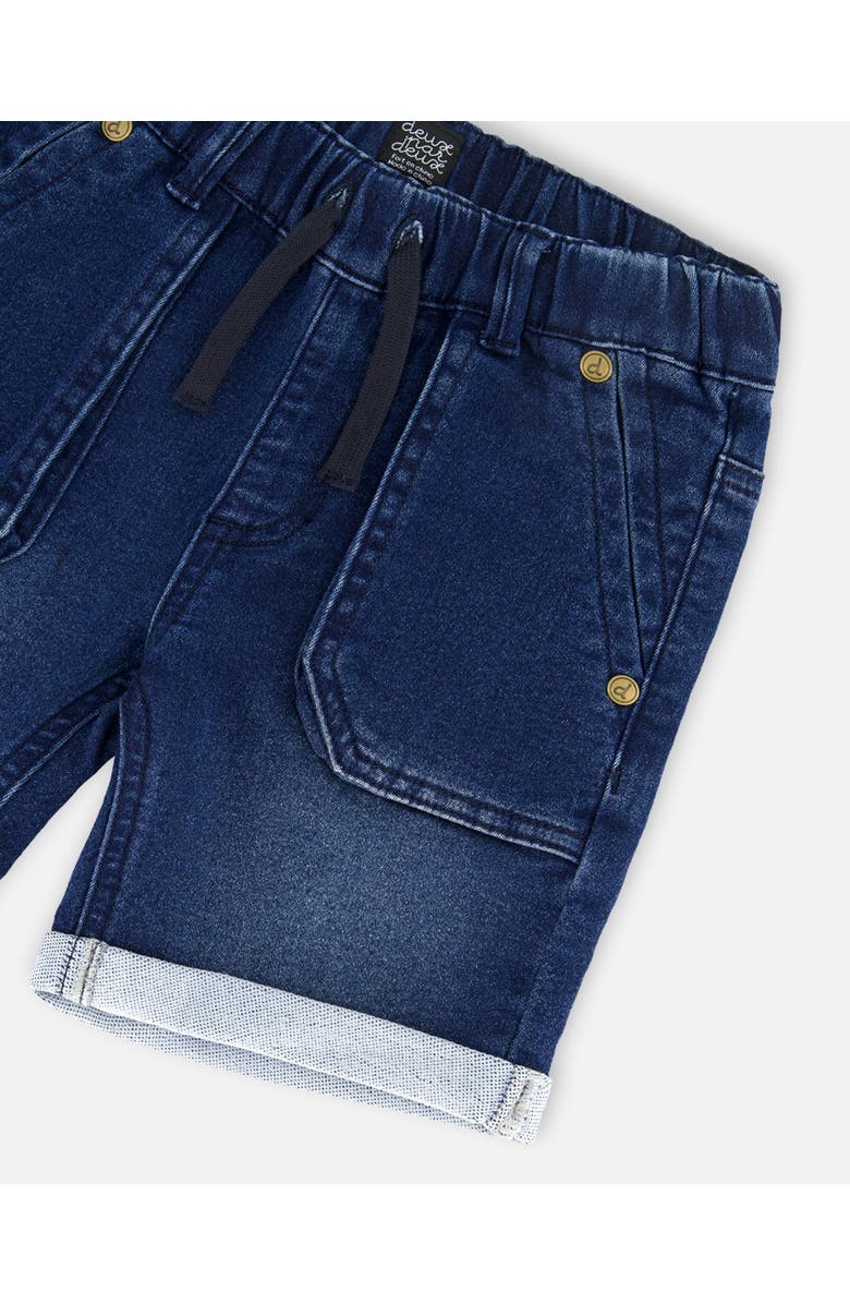 Deux par Deux Baby Boy's French Terry Denim Short Dark Denim Blue, Alternate, color,